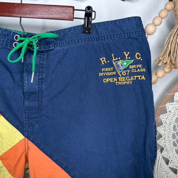 Vintage Ralph Lauren RLYC Open Regetta Snipe Swim Trunks - Picture 2 of 5